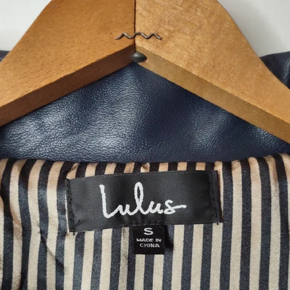 Lulu's Midnight Blue Leather Jacket Size Small - Picture 2 of 8